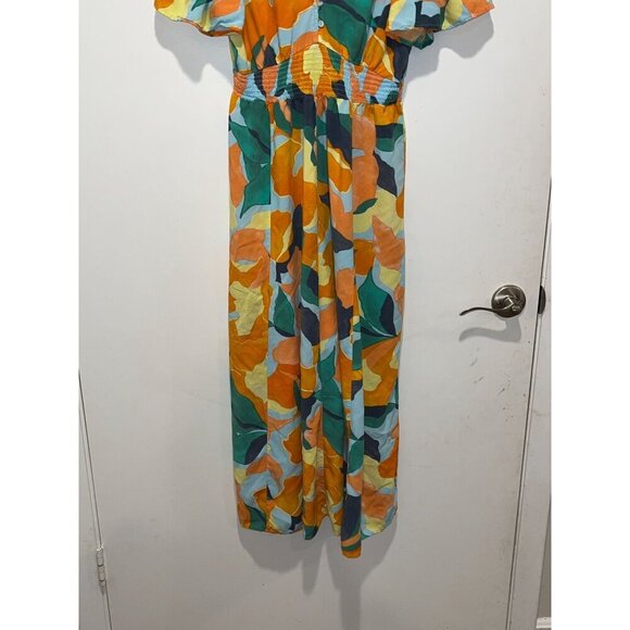 Abel The Label Romantic summer Floral V-Neck Side Slits Maxi Dress Women's Size - Picture 3 of 9